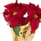 16" Red & Gold Artificial Christmas Poinsettia Arrangement in Wrapped Pot